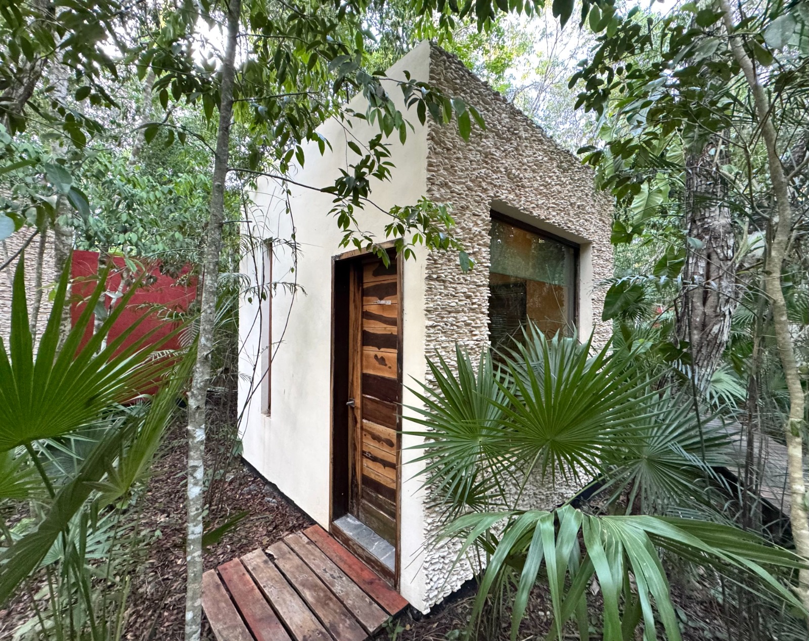 colorful outdoor facility surrounded by tropical trees