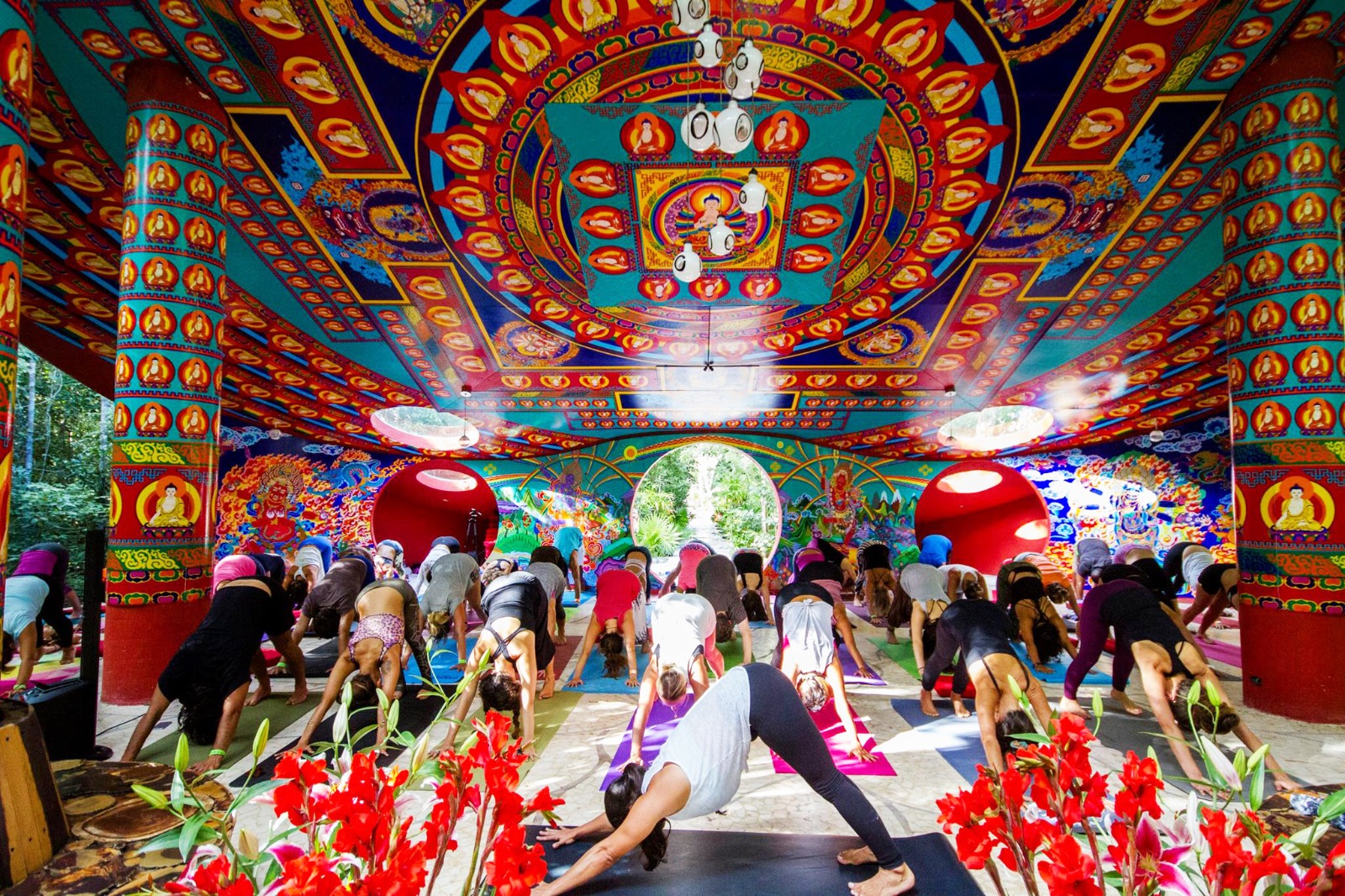 retreat participants gathered in OZEN's colorful event hall