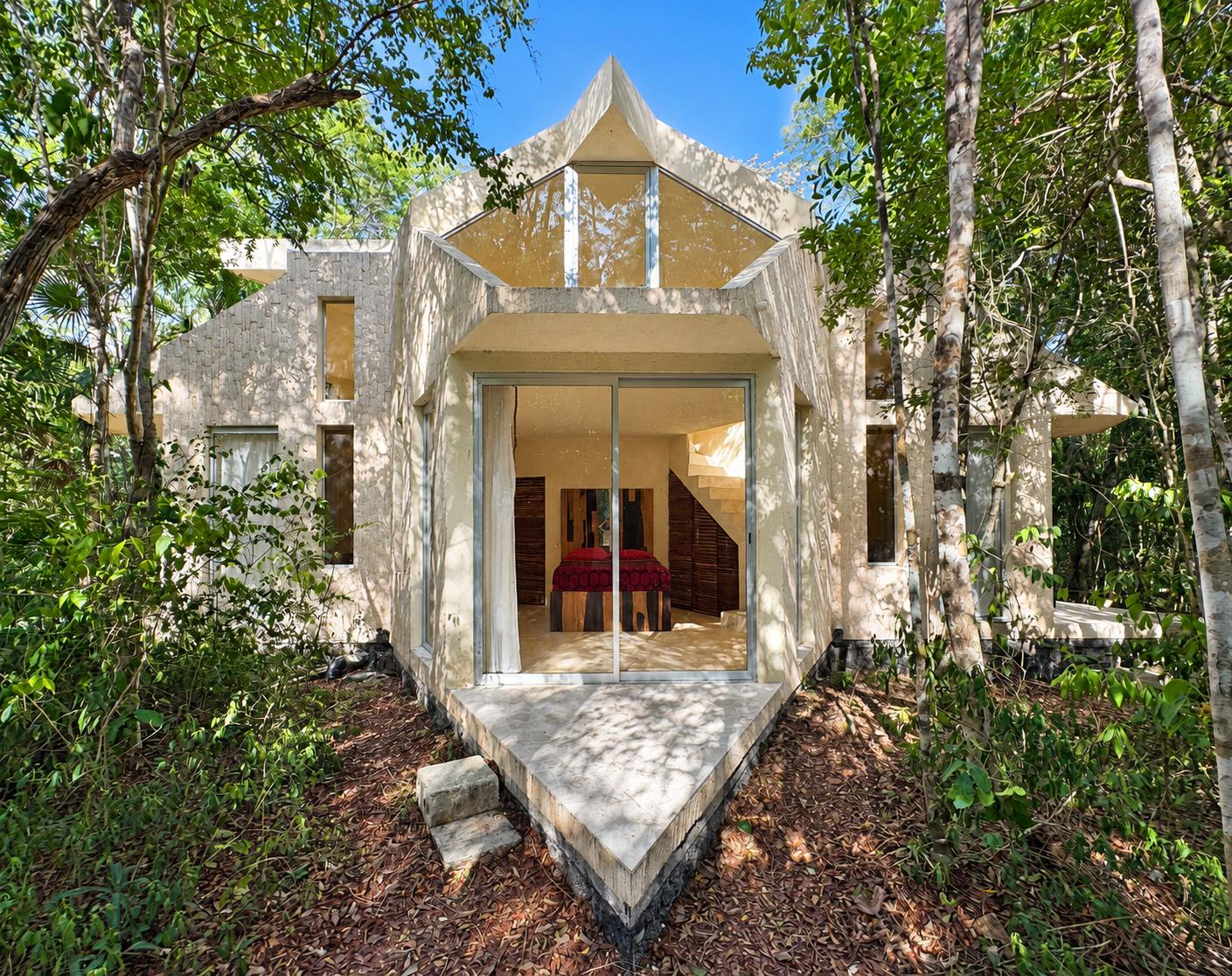 two story hive cottage set in the tropical forest